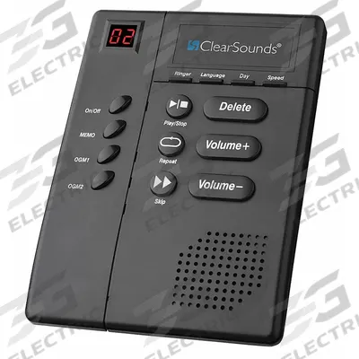 CLEARSOUNDS Amplified Answering Machine: Plastic, Answering Machine, 7 in Overall Dp