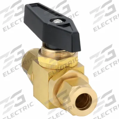 APPROVED VENDOR Manual Two-Way Ball Valve: 3/8 in, Brass, Straight, Compression x Compression - Panel-Mount Brass Ball Valves