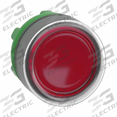 SCHNEIDER Flush Push Button: Red, 22 mm Mounting Size, Non-Metallic - Illuminated Flush-Mount Push-Button Operators