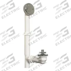 WATCO Shower Drain: Plastic, Chrome, 2 7/8 in Overall Dia, 16 in Overall Ht, Lift and Turn, Slip (MPN 500-LT-PVC-CP). Key specifications — Color: Silver; Includes: Overflow Gasket; Connection Type: Slip; Material: Plastic.
