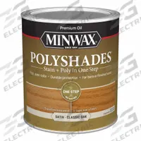 MINWAX Wood Stain: Wood Stain and Sealer, Interior, Oil, 1 qt Container Size, Wood, Satin, Minwax (MPN 61370444). Key specifications — Brand: MINWAX; Transparency: Semi-Transparent; Use Location: Interior; Sheen: Satin; Sub-Brand: Minwax; Color: Classic Oak.