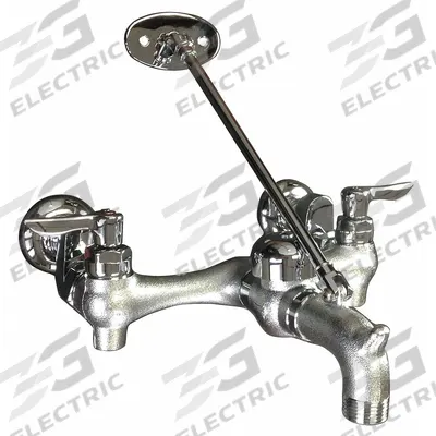 AMERICAN STANDARD Straight Service Sink Faucet: Wall, Centerset, Cast Brass, Chrome - Widespread Utility Faucets