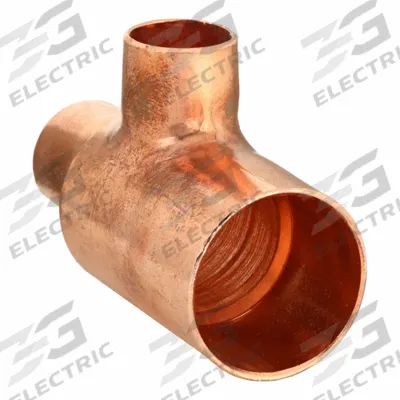 NIBCO Sweat Fitting Tee: 3 in CTS x 2 1/2 in CTS x 2 1/2 in CTS, Cup x Cup x Cup - Wrot Copper Tube Fittings
