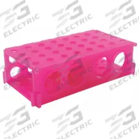 Tube Rack: 2 1/8 in Overall Wd, 3 3/4 in Overall Ht, 6 7/8 in Overall Lg, Polypropylene, Pink (MPN HS29022D). Key specifications — Material: Polypropylene; Mounting Location: Benchtop; Color: Pink; Product Type: Test Tube Rack; Total Holding Capacity: (12) 15 mL Tubes; Brand: HEATHROW SCIENTIFIC.