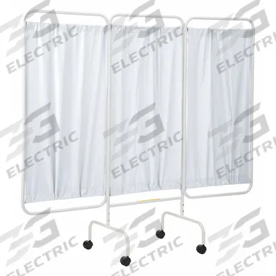 R&B WIRE PRODUCTS Privacy Screen: 3 Panels, Vinyl, White - Rolling Privacy Screens