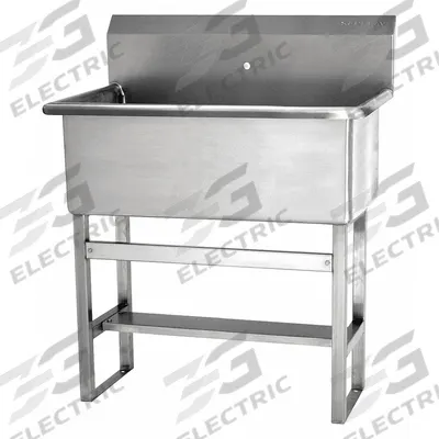 SANI-LAV Scrub Sink: 45 1/2 in Overall Ht, 28 in Bowl Lg, 10 1/2 in Bowl Dp, 1 Faucet Holes - One-Station Freestanding Hand Sinks without Faucets