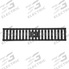 ZURN Grate: A, Rectangular, Slotted, 4 3/8 in Overall Wd, 20 in Overall Lg, 1 1/4 in Overall Ht (MPN P4-CG). Key specifications — Color: Black; Brand: ZURN; Finish: Unfinished; Grate Surface Type: Slotted.