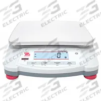 OHAUS Industrial Bench Scale: 9 1/8 in x 6 7/8 in, Not IP Rated, Integrated, Navigator (MPN 30456419). Key specifications — attr1341383: USB; attr1341384: 1 g; attr1341400: OHAUS; attr1383935: Stainless Steel.