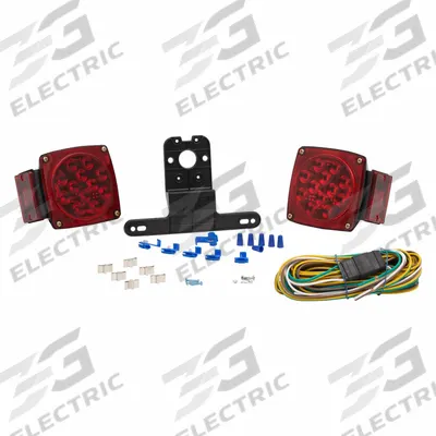 GROTE Trailer Lighting Kit: LED, Trailer Light, Red, Square, 4 3/4 in Overall Ht - Trailer Light Kits