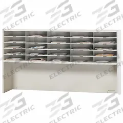 SAFCO Literature and Mail Organizer: Black/Gray, 4 Compartments, 13 1/4 in Overall Dp, Steel (MPN SR6033RPG). Key specifications — attr986470: No; attr986455: Black/Gray; attr986477: Steel; attr986454: SAFCO; attr986487: Mail and Literature Sorter.