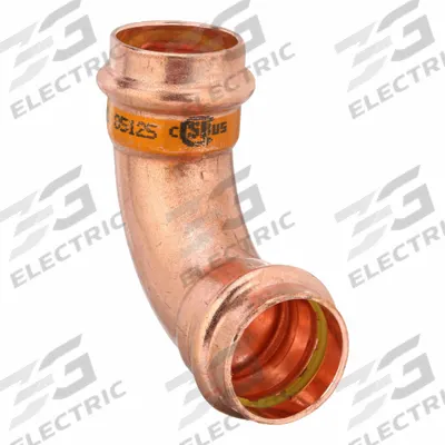 NIBCO Crimp Elbow Fitting: 90° Elbow, 1 in CTS x 1 in CTS x 1 in CTS x 1 in Pipe size - Gas Copper & Bronze Press Tube Fittings