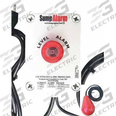 SUMP ALARM High Water Alarm: High Level, 120V AC, Auto/Manual, 90 dB, Audio/Visual - Liquid-Level Alarms