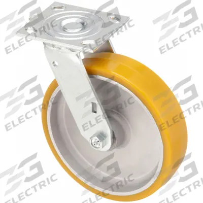 APPROVED VENDOR Plate Caster: Swivel, No Brake, Polyurethane, 8 in Wheel Dia, 2 in Wheel Wd - Medium-Duty Plate Casters
