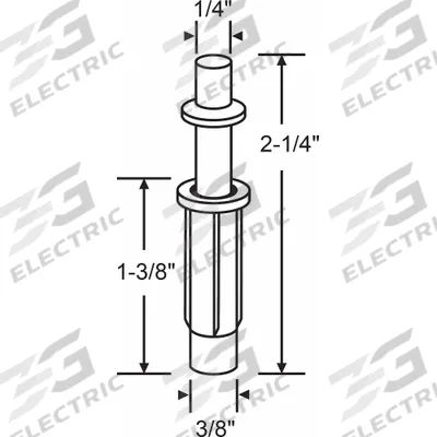 APPROVED VENDOR Plunger Pin: 2 1/4 in Lg, 3/8 in Wd - Hanging Door Pivots