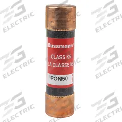 BUSSMANN Fuse: Time Delay, 50 A, 250 V AC (MPN PON50). Key specifications — Series: PON; Brand: BUSSMANN.