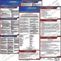 JJ KELLER Labor Law Poster: VA, English, Plastic, 20 in x 24 in, Federal and State Labor Law (MPN 100-VA-1). Key specifications — State/Province: VA; Language: English.