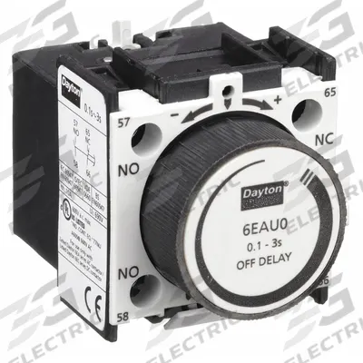 Dayton Timer Module: Off Delay, 0.1 sec – 3 sec - Front-Mounted IEC Delay Timers