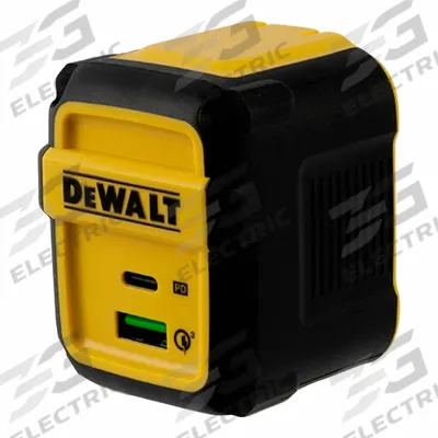 DEWALT Worksite USB PD Charger, 2-Port, 49.5W: 100V-240AV - 1.4A 50/60 Hz, 2 Output Connectors - Wall Chargers