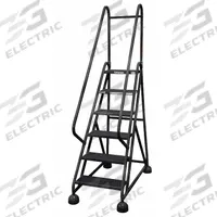 COTTERMAN Rolling Ladder: 4.5 ft Platform Ht, Partially Assembled, Steel, Wt-Actuated Auto-Lock (MPN ST-601 A2 C7 P5). Key specifications — Includes Handrails: Handrails Included; Material: Steel; Brand: COTTERMAN; Color: Black.