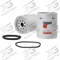 FLEETGUARD Automotive Fuel Filter: 14 in Overall Lg, 4 3/8 in Outside Dia, Diesel Fuel, Diesel (MPN FS19521). Key specifications — Brand: FLEETGUARD; Includes: (2) Gaskets; Compatible Vehicle Make: Thomas Built.