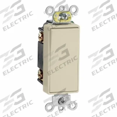 LEVITON Wall Switch: Rocker Switch, 3-Way, Maintained, Ivory, 120/277V AC - Rocker Wall Switches