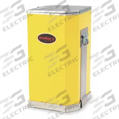 DRYROD Electrode Oven: Portable, with Handles, 120/240V AC, 50 lb Storage Capacity, Yellow (MPN 1205523). Key specifications — Color: Yellow; Brand: DRYROD; Manufacturer Part Number: 1205523; Input Voltage (Nominal): 240V.