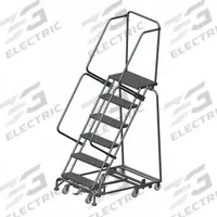 BALLYMORE Rolling Ladder: 5 ft Platform Ht, Unassembled, Steel, Wt-Actuated Step Lock, Perforated (MPN WA-AD-063214P). Key specifications — Folding: Not Foldable; Color: Gray; Brand: BALLYMORE; Handrail Configuration: Double Handrails.