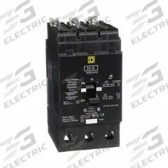SQUARE D Miniature Circuit Breaker: 60 A, 277/480V AC, Three Phase, 18kA at 277/480V AC, 3 Poles (MPN EDB34060). Key specifications — Phase: Three; Amps: 60 A; AC Voltage Rating: 277/480V AC; Max. AIR Rating: 18kA at 277/480V AC; For Use With: Square D NF Panelboards; Brand: SQUARE D.