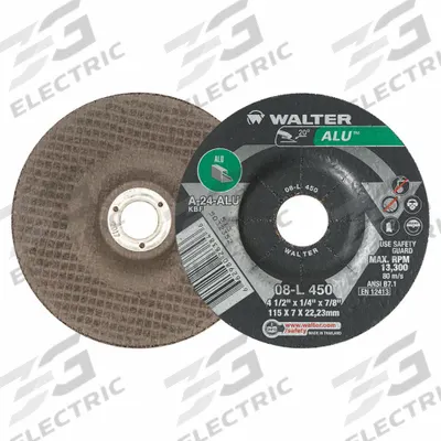 WALTER SURFACE TECHNOLOGIES Depressed Center Grinding Wheel: Type 27, 4 1/2" x 1/4" x 7/8" - General Purpose Grinding Wheels for Soft Metals