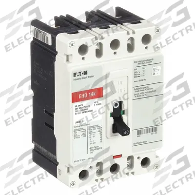 EATON Molded Case Circuit Breaker: 60 A Amps, 18kA at 240V AC, Fixed, ABC, Load Side Lug - FD-Frame Eaton Molded Case Circuit Breakers