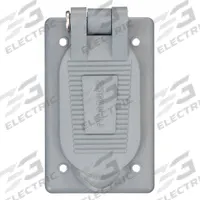 HUBBELL WIRING DEVICE-KELLEMS Weatherproof Cover: Thermoplastic, Single Duplex Lift Covers, 1 Gangs (MPN HBL5221). Key specifications — Brand: HUBBELL WIRING DEVICE-KELLEMS; Color: Gray; Compatible with Product Type: Single Duplex Lift Covers; Mounting Orientation: Horizontal.