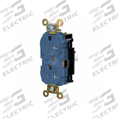 HUBBELL Receptacle: Duplex, 5-20, Blue, 125V AC, 20 A, 2 Pole / 3 Wire (MPN HBL5362STBLTR) - General Purpose Receptacles