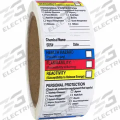 APPROVED VENDOR HMIG Label: 2 1/2 in Ht, 1 1/2 in Wd, 0.039 in Thick, Litho Paper, Adhesive, 250 PK (MPN 8EE37). Key specifications — Material: Litho Paper.