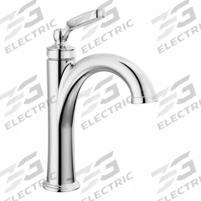 Delta Single Handle Bathroom Faucet: WOODHURST, Zinc, Chrome Finish, 1.2 gpm Flow Rate - Single-Post Handle Bathroom Faucets