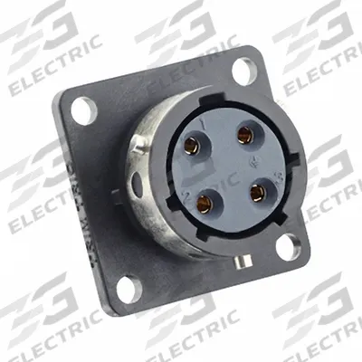 SOURIAU Electrical Connector: Trim Trio UTGX 12, Square Flange Receptacle, 3 + Ground Contacts - Trim Trio UTGX Harsh Environment Circular Connectors
