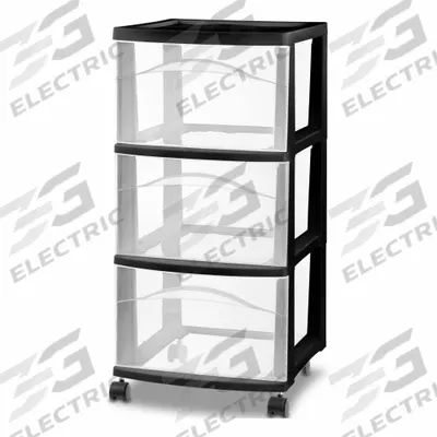 STERILITE Drawer Cabinet: 12 5/8 in x 14 5/8 in x 26 1/8 in, 3 Drawers, Pull, Casters - Plastic Drawer Cabinet