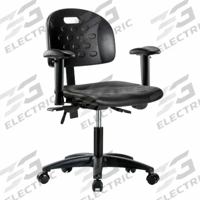 APPROVED VENDOR Ergonomic Chair: Polyurethane, Arms Included, Ht Range 17 1/4 in to 22 1/2 in - Polyurethane Lab Chairs