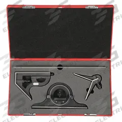 STARRETT Combination Set: SAE, Steel, Brushed, 12 in Blade Lg (MPN 9-12-16R). Key specifications — attr1182179: Center/Reversible Protractor/Square; attr1182186: 1/64 in (Quick Reading); attr1182189: Brushed; attr1182159: STARRETT; attr1182169: Cast Iron.