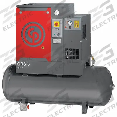 CHICAGO PNEUMATIC Rotary Screw Air Compressor w/Air Dryer: Horizontal, 5 hp, 16.6 cfm - Horizontal Rotary Screw Air Compressors