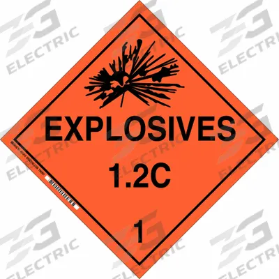BRADY Container Placard: Explosives 1.2 C 1, 10 3/4 in x 10 3/4 in, 10 3/4 in Label Ht - Class 1: Explosives
