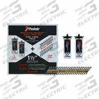 PASLODE POSITIVE PLACEMENT FUEL + NAIL PACK (MPN 650935). Key specifications — attr1171103: PASLODE; attr1171109: (1,600) Nails; attr1180017: Positive Placement Metal Connector Fuel Nail Pack; attr1180018: 1-1/2 in Cordless Positive Placement® Metal Connector Nailer.