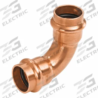 NIBCO Press Elbow Fitting: 90° Long Radius Elbow, 2 1/2 in CTS x 2 1/2 in CTS size - Plumbing Copper & Bronze Press Tube Fittings