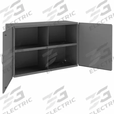 DURHAM MFG Storage Cabinet: 34 in x 12 1/2 in x 24 in, Solid, Swing Handle & Padlock Hasp - Stackable Commercial Metal Wall-Mount Shelf Cabinets