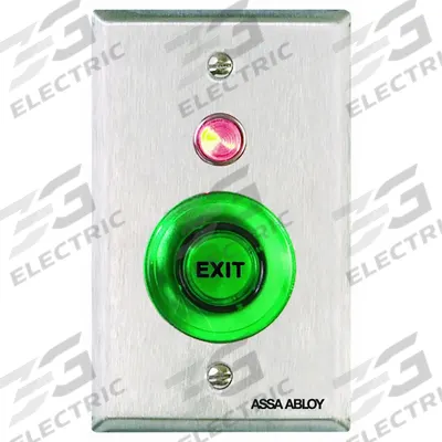 SECURITRON Exit Push Button: 4 1/2 in Ht, 5/8 in Dp, 2 3/4 in Wd, Green/Red - Push-to-Exit Buttons
