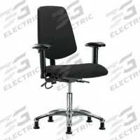 ESD Chair: Fabric, Arms Included, Ht Range 19 in to 24 in, 18 1/2 in Seat Wd, 17 in Seat Dp, Adj (MPN BR-ESD-FDHCH-MB-CR-T0-A1-EG-ESDBLK). Key specifications — Foot Support: No; Back Tilt Backward: 13.5°; Back Tilt Forward: 10.5°; Base Material: Aluminum; Brand: APPROVED VENDOR; Product Type: ESD Chair; ESD-Safe: ESD-Safe.