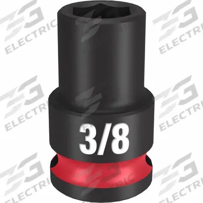 MILWAUKEE Standard Impact Socket: 3/8 in Drive Size, SAE, 3/8 in Socket Size, 6-Point - 3/8" Drive Impact Sockets