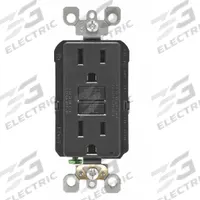 LEVITON GFI Receptacle: Decorator Duplex, 5-15, Black, GFCI, 125V AC, 15 A, 2 Pole / 3 Wire (MPN GFNT1-E)