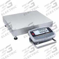 OHAUS Industrial Bench Scale: 15 3/4 in x 19 3/4 in, IP68/IP69K, Front-Mounted, Stainless Steel (MPN D61PW150K1L5). Key specifications — attr1341383: Infrared Communication Kit; attr1341384: 0.02 lb/10 g; attr1341400: OHAUS; attr1383935: Stainless Steel.