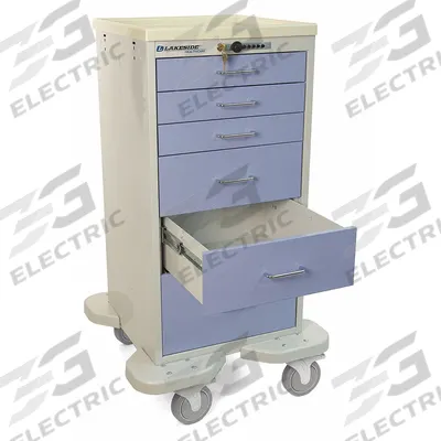 LAKESIDE Compact General Medical Supply Cart with Drawers: Steel - Compact General Medical Supply Carts with Drawers