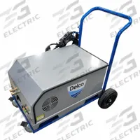 DELCO Electric Pressure Washer: Cart, 230 V – Three-Phase, 3,000 psi, 5 gpm, 10 hp (MPN DC3005). Key specifications — Burner Fuel: Diesel; Pump Drive: Belt; Brand: DELCO; Water Intake: Cold Water Only.